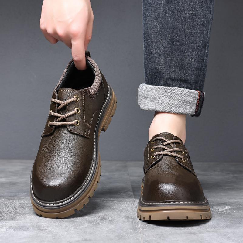 Large Size47 Genuine Leather Casual Shoes Fashionable All-Match Trendy Shoes British Genuine Leather - Image 4